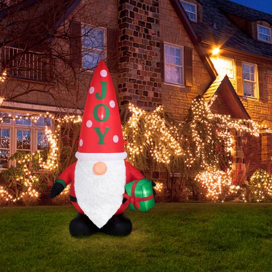 Glitzhome® 6ft. Lighted Inflatable Gnome Décor